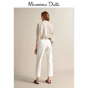 Massimo Dutti white straight jeans